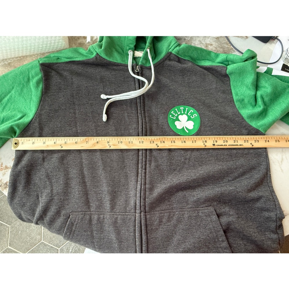Men's Fanatics Boston Celtics‎ 2XLT Full Zip Hoodie Green and Charcoal NBA - Picture 9 of 10